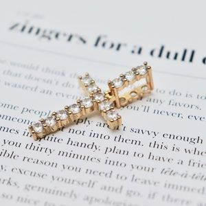 Iced Out Cross 14K Gold Plated CZ stone Pendent